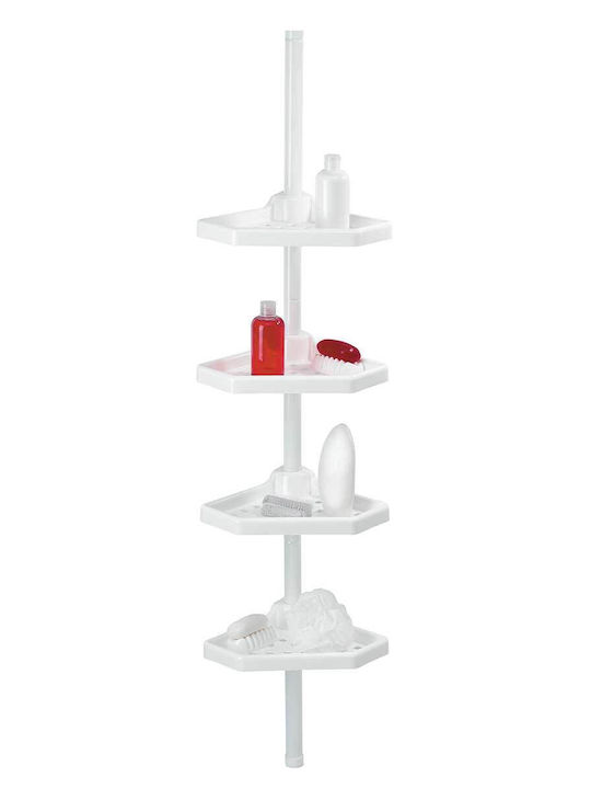 Primanova Corner Floor Bathroom Shelf Plastic 28x28x135cm