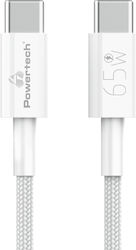 Powertech Împletit USB 2.0 Cablu USB-C bărbătesc - USB-C de sex masculin 65W Alb 1m (PTR-0181)