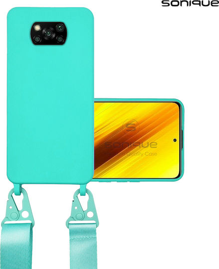 Sonique Strap Back Cover Silicone 0.5mm with Strap Light Blue (Poco X3 NFC / X3 Pro)