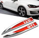 Car Stickers Metallic Wing Badges GTI For VW Golf VII (7) 13-20 Chrome / Red 15cm X 2cm 2 Pieces / Car-4297