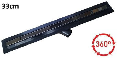 Mesateknik Stainless Steel Channel Shower with Output 50mm and Length 33cm Black