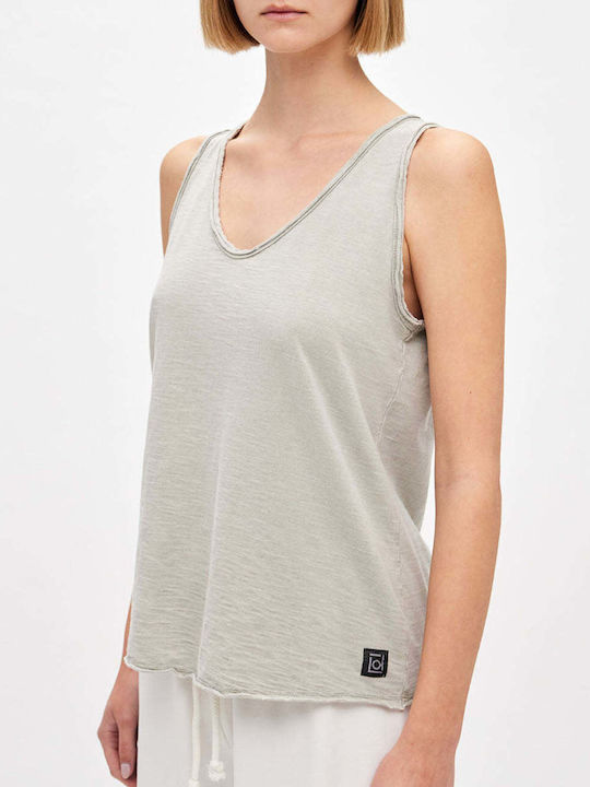 Dirty Laundry Women's Summer Blouse Cotton Sleeveless with V Neck Gray