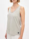 Dirty Laundry Damen Sommer Bluse Baumwolle Ärmellos mit V-Ausschnitt Gray