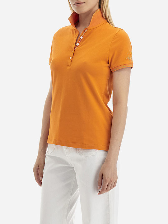 La Martina Damen Polo Bluse Kurzarm Orange