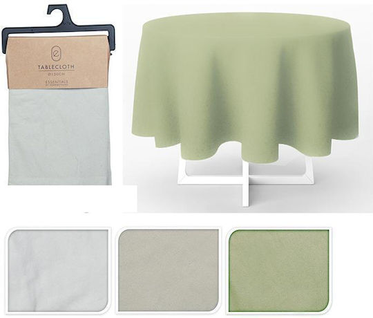 Tablecloth Cotton & Polyester, Olive green, white, beige, 150cm diameter