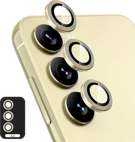 For Samsung Galaxy A15 4g/5g Enkay Hat-prince 9h Rear Camera Lens Made of Aluminum Alloy Tempered Glass Film (gold)