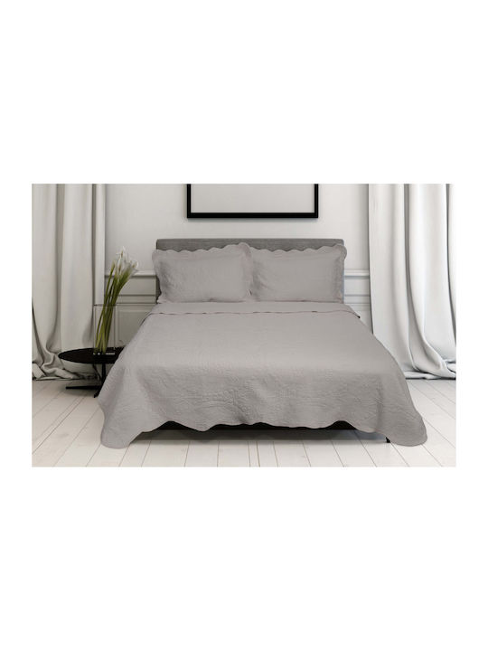 Double Microfiber Coverlet Light Grey 220x240cm