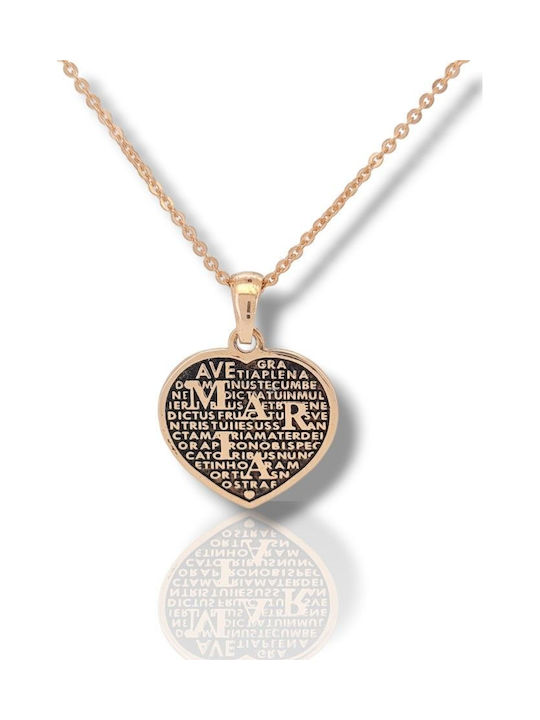 Silberne Halskette mit rosévergoldetem Herz 925º "ave Maria" (code Agi 261/c-r)