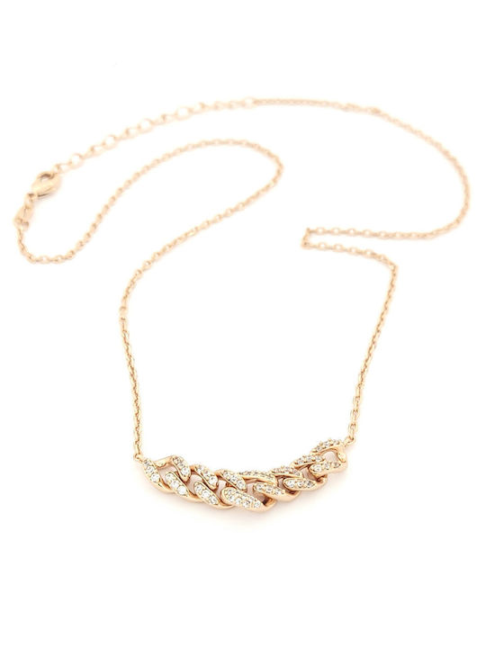 Silver Rose Gold Women's Necklace, with White Zirconia Ref.n20068pp