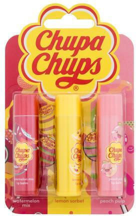 Chupa Chups Lip Balm Trio Σετ Δώρου Βάλσαμο Χειλιών 4 G Watermelon + Βάλσαμο Χειλιών 4 G Peach Pulp + Βάλσαμο Χειλιών 4 G Lemon Sorbet
