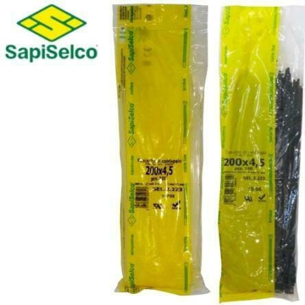 Sapiselco Πλαστικά Δεματικά Καλωδίων 200mmx4.5mm σε Μαύρο χρώμα (100τμχ) 0577.2.04271