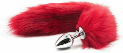 Small Metal Plug with Red Fox Tail