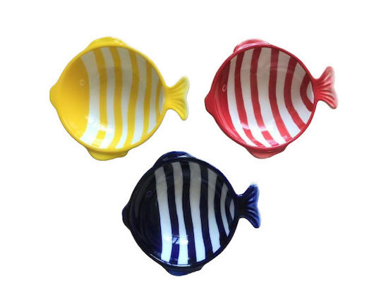 Fischschale gestreift 12x11x3,5cm - Gelb