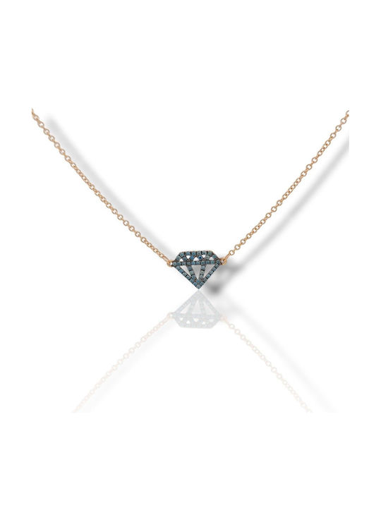 Mentzos Code Halskette aus Roségold 18k mit Diamant