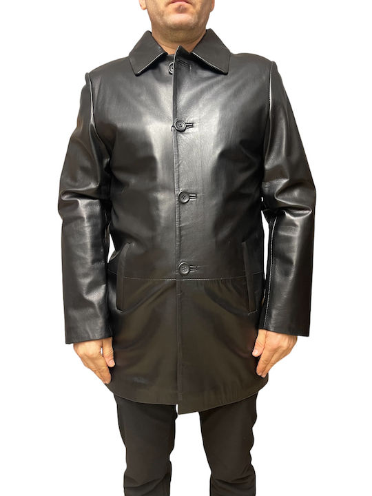 2001b Men's Leather Coat Black