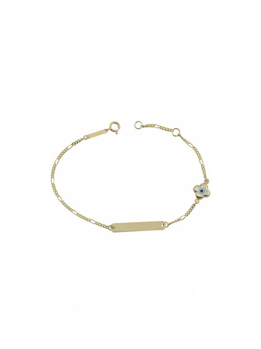 Identity Bracelet Gold 14 Carat with cross-eye