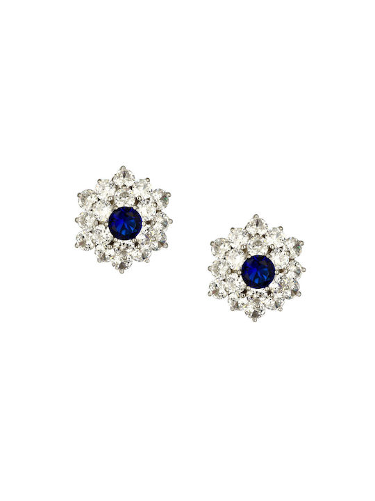 Rosette Earrings with Zirconia Silver 925° (p-70684)