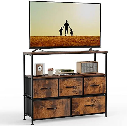 Mobilier Etoile Mdf cu cadru metalic și 5 sertare din material textil. 95x30x79cm Sd-083 (produsul este livrat neasamblat, cu instrucțiuni de asamblare detaliate incluse)