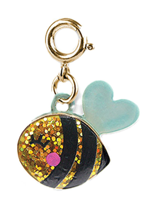 Key ring charm Gold Glitter Bee Gold Glitter Bee Gold