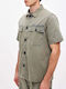 Μακρυμάνικo Overshirt σε Κανονική Γραμμή Πράσινο