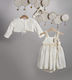 Rochie de Botez Ecru New Life, Accesorii de Păr & Jachetă Set 3 piese 2808-2