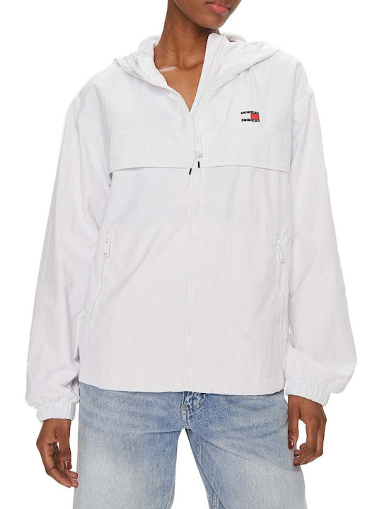 Tommy Jeans Dw0dw17747 Ybr Λευκό Αντιανεμικό Μπουφάν Chicago Windbreaker Ext