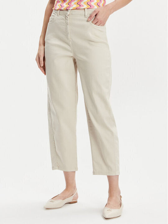 Marella Women's Fabric Trousers in Regular Fit Ecru