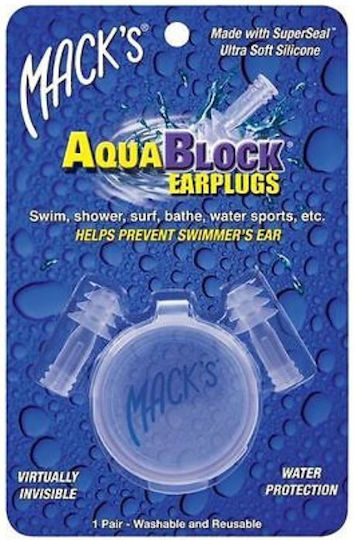 Mack's Aquablock Clear Soft Silicone Ohrstöpsel, 1 Paar