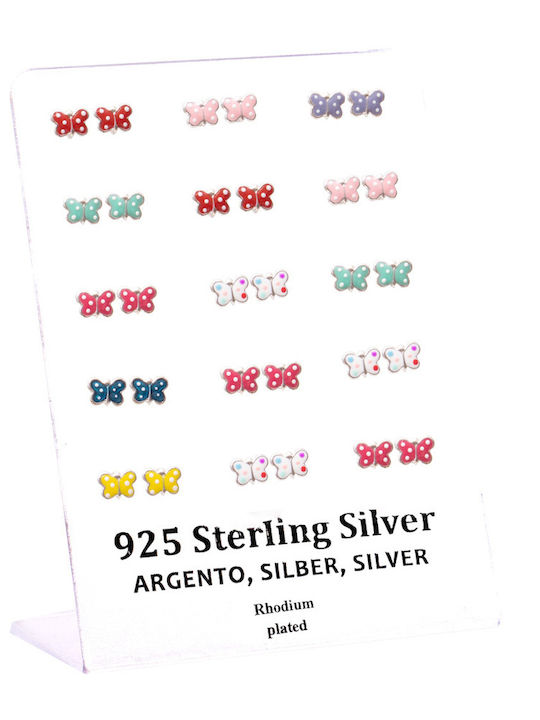 Kids Earrings Stud Butterflies Silver Petrol C84476-F