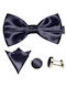 Chesapeake Black Blue Satin Papillon mit Manschettenknöpfen und Einstecktuch 109