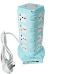 Relife Rl-315a 4 Layers Multi-fuction Safety Socket With European Plug - Color : Sky Blue