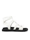 Leather Women's Flat Sandals White