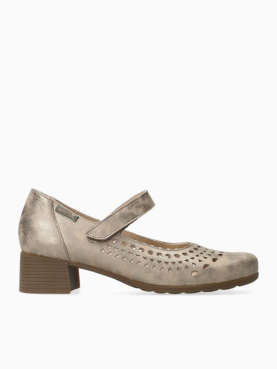 Mephisto Lederne Damen Ballerinas in Gold Farbe