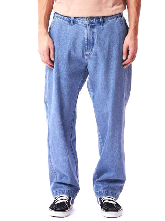 Obey Pantaloni de Bărbați din Jean în Croială Relaxată Albastru