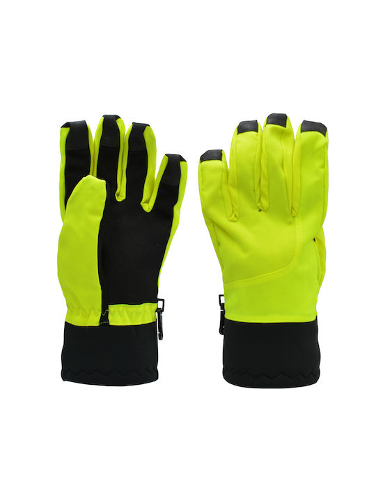 Damen Ski- und Snowboardhandschuhe Schwarz/Gelb Fluo
