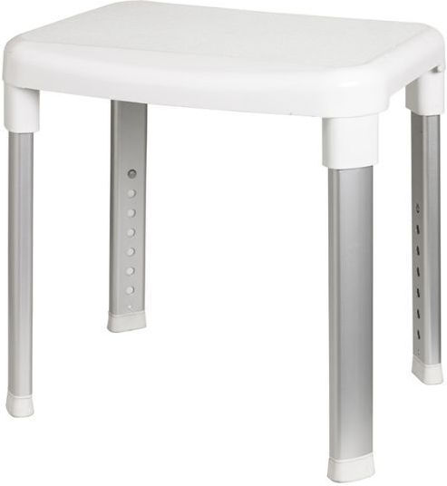 Shower Chair 34x42x42 cm with Adjustable Height Max Capacity 130kg Weight 3.2kg Aluminum-Plastic White