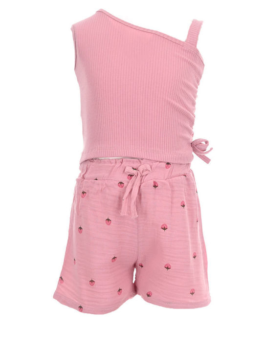 Εβίτα Kids Set with Shorts Summer 3pcs Pink