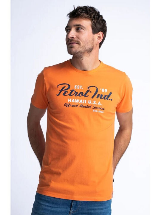 Petrol Industries T-shirt Bărbătesc cu Mânecă Scurtă Orange