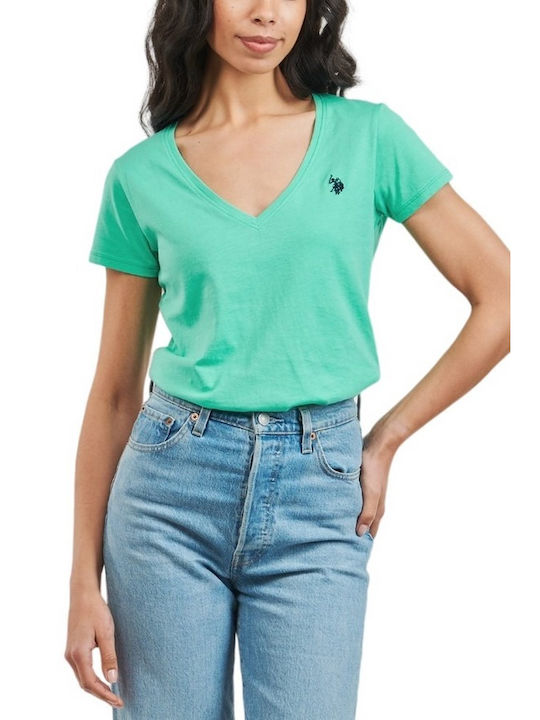 U.S. Polo Assn. Damen Sommer Bluse Kurzärmelig Grün