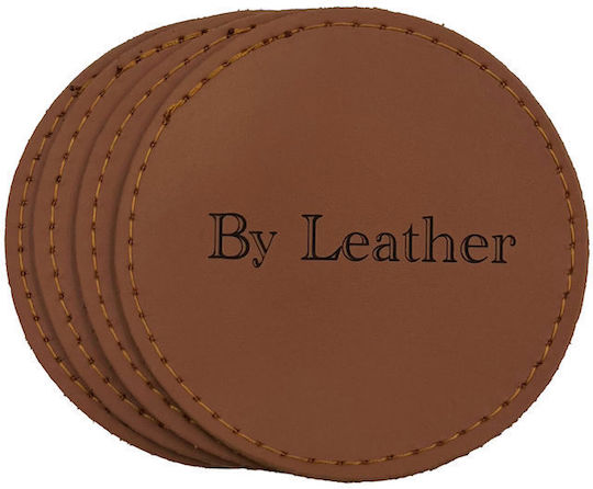 ByLeather Rotund Suporturi pentru pahare Piele ecologică 9cm 4buc