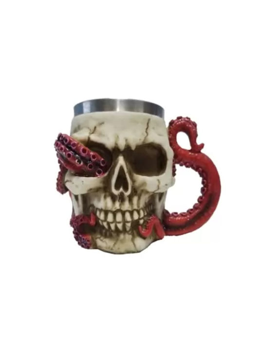 Skull Κούπα Μεταλλική Λευκή 420ml