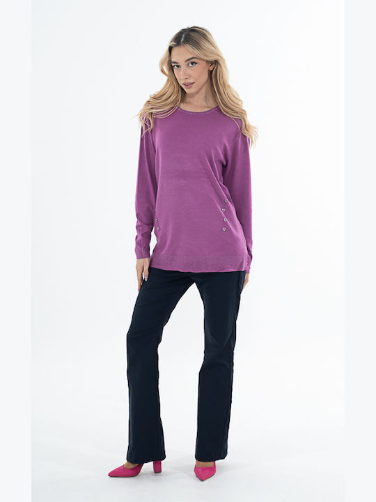 Korinas Fashion pentru Femei Bluză din Bumbac Mânecă lungă Fuchsia