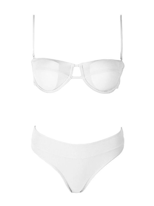 Comfort Bikini-Set Hohe Taille Weiß