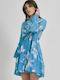 Ble Resort Collection Mini Φόρεμα με Βολάν Τιρκουάζ