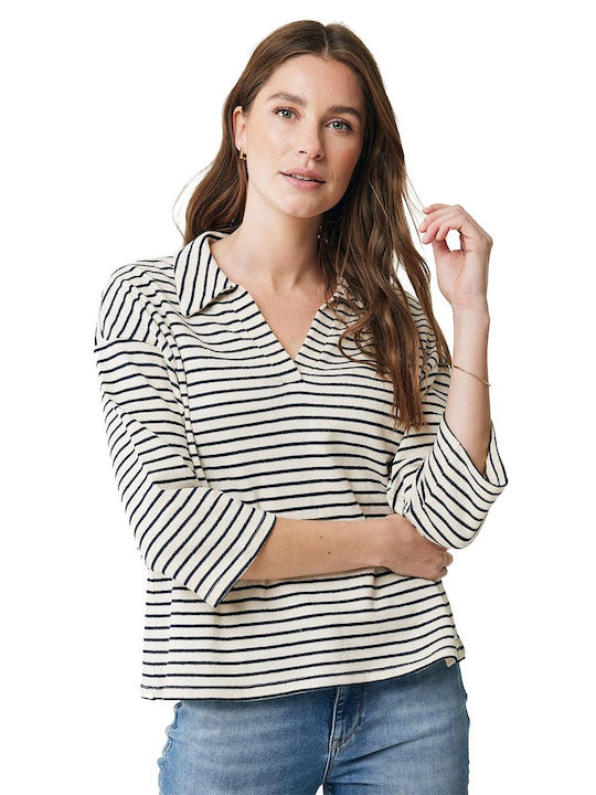 Mexx Damen Sommerliche Bluse Langärmelig Weiß