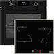 Pyramis PO78052009PBL + PHC61410IFB Φούρνος άνω Πάγκου 78lt με Κεραμικές Εστίες Π59.5εκ. Μαύρος
