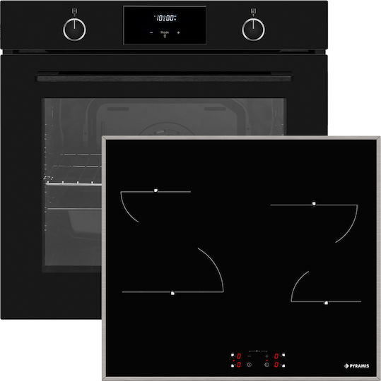 Pyramis PO78052009PBL + PHC61410IFB Φούρνος άνω Πάγκου 78lt με Κεραμικές Εστίες Π59.5εκ. Μαύρος