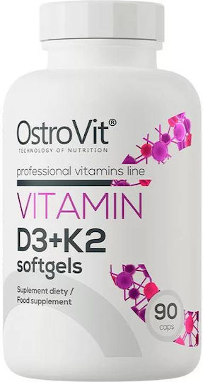 OstroVit Vitamin D3+k2 Витамин за Здравето на костите 2000иу 90 софтджел