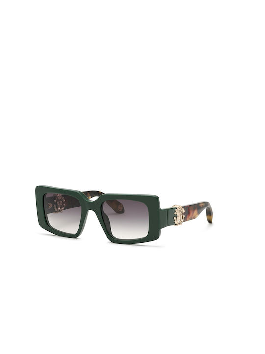 Roberto Cavalli Women's Sunglasses with Green Tartaruga Plastic Frame and Gray Gradient Lens SRC039M 0D80