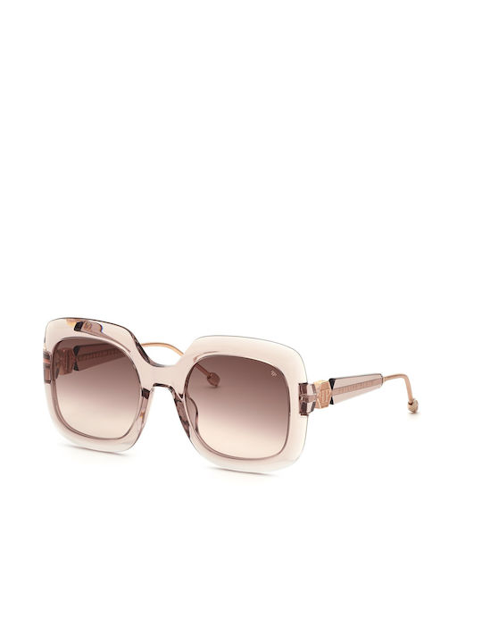 Philipp Plein Women's Sunglasses with Pink Plastic Frame and Brown Gradient Lens SPP065S 7T1